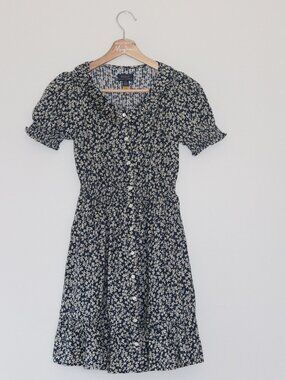 Polo Ralph Lauren Girls Floral Cotton Dobby Button Front Dress Size 12